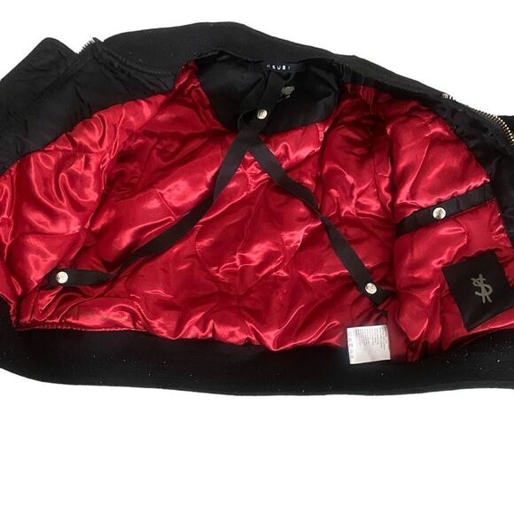 KSUBI Ski Jacket Women's Small (size tag missing) Black Crop Red Interior Zipper - Picture 3 of 14